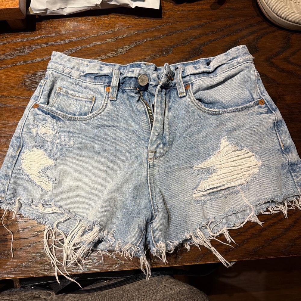 Blank NYC Light Wash Distressed Denim Cutoff Shorts